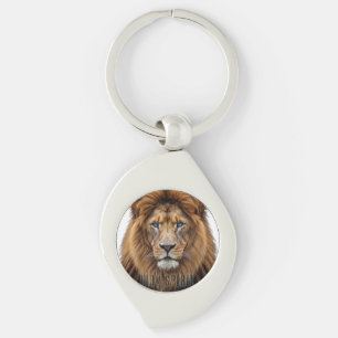 Majestic Lion Face with Blue Eyes Wildlife Anima Key Ring