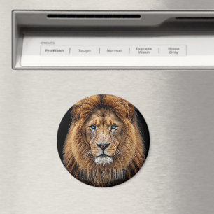 Majestic Lion Face with Blue Eyes Wildlife Anima Magnet