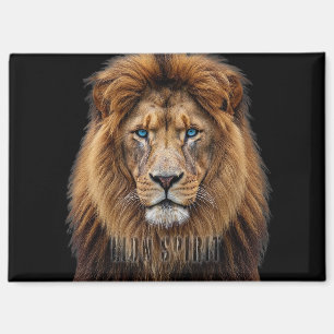 Majestic Lion Face with Blue Eyes Wildlife Anima Magnet
