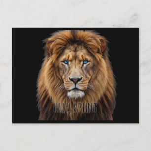 Majestic Lion Face with Blue Eyes Wildlife Anima Postcard