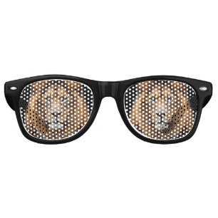Majestic Lion Face with Blue Eyes Wildlife Anima Retro Sunglasses