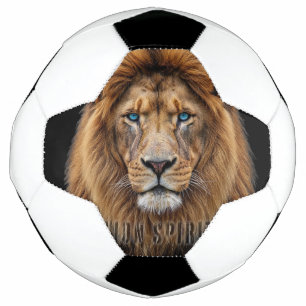 Majestic Lion Face with Blue Eyes Wildlife Anima Soccer Ball