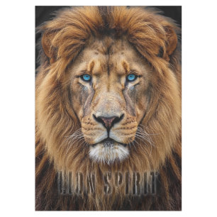 Majestic Lion Face with Blue Eyes Wildlife Anima Tablecloth