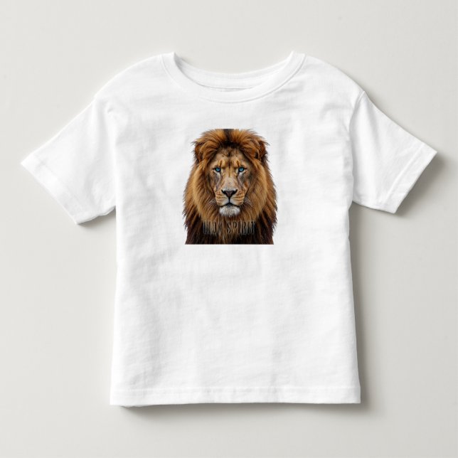 Majestic Lion Face with Blue Eyes | Wildlife Anima Toddler T-Shirt (Front)