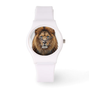 Majestic Lion Face with Blue Eyes Wildlife Anima Watch
