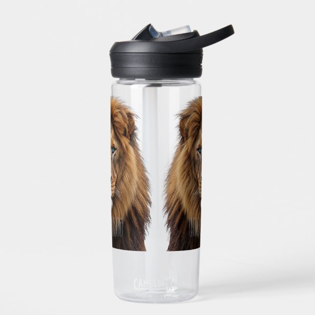 Majestic Lion Face with Blue Eyes | Wildlife Anima Water Bottle (Left)