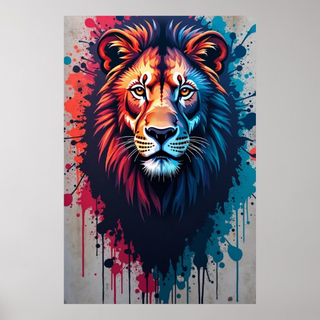 Majestic Lion Graffiti Art Poster (Front)