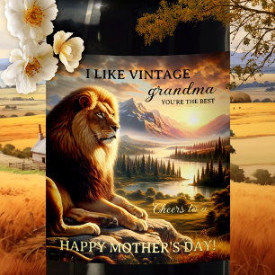 Majestic Lion Grandma Mother's Day Wine Label
