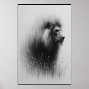Majestic Lion In Gentle Mist Poster
