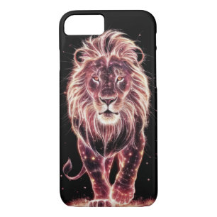 Majestic Lion in Glowing Wireframe Art iPhone 8/7 Case