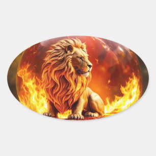 Majestic Lion: King of the Wild Oval Sticker