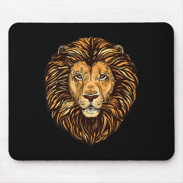 Majestic Lion Mane Detailed Art - Cute Animals Fro Mouse Pad (Front)