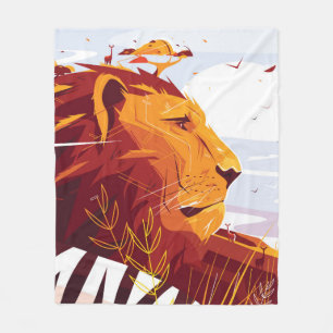 Majestic lion on safari King of beasts lying and g Fleece Blanket