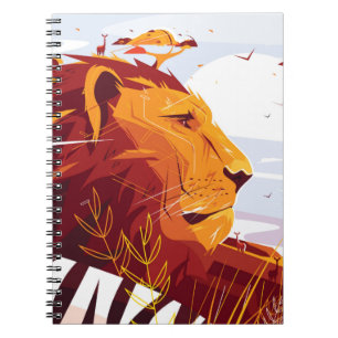 Majestic lion on safari King of beasts lying and g Notebook