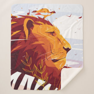 Majestic lion on safari King of beasts lying and g Sherpa Blanket