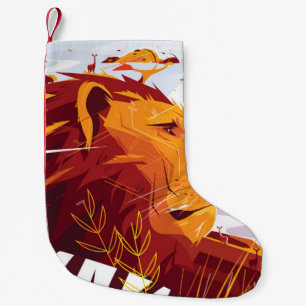 Majestic lion on safari King of beasts lying and g Small Christmas Stocking