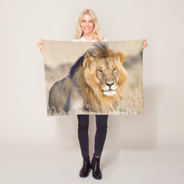 Majestic lion photo fleece blanket (In Situ)