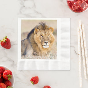 Majestic lion photo napkin