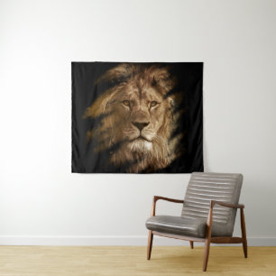 Majestic Lion Portrait Artwork Tapestry