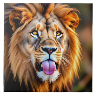 Majestic Lion Portrait Ceramic Tile