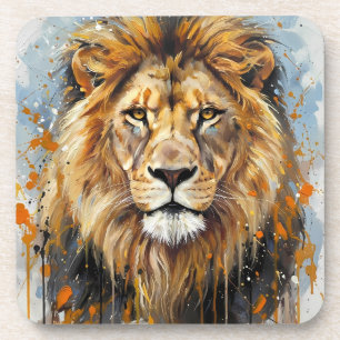 Majestic Lion Portrait Drink Coaster