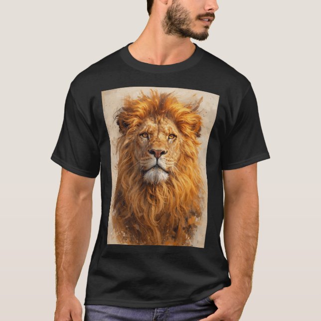 Majestic Lion Portrait – Golden Power T-Shirt (Front)