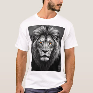 Majestic Lion Portrait – Strength in Charcoal Art T-Shirt
