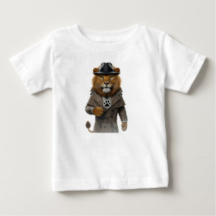 Majestic Lion Private Investigator in Fedora Holdi Baby T-Shirt