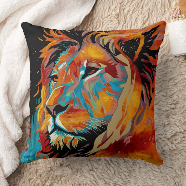 Majestic Lion Protecting Forests Cushion (Blanket)