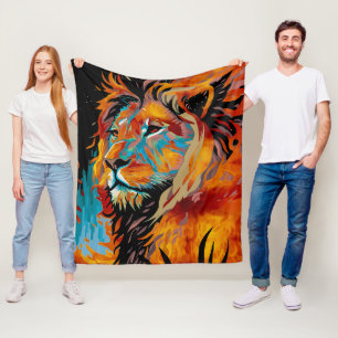 Majestic Lion Protecting Forests Fleece Blanket