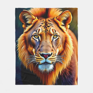 Majestic Lion: Soul of the Wild King Art Fleece Blanket