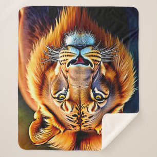 Majestic Lion: Soul of the Wild King Art Sherpa Blanket