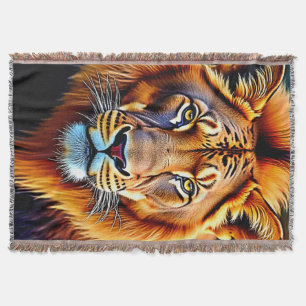 Majestic Lion: Soul of the Wild King Art Throw Blanket