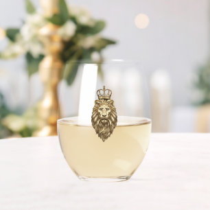 Majestic lion stemless wine glass