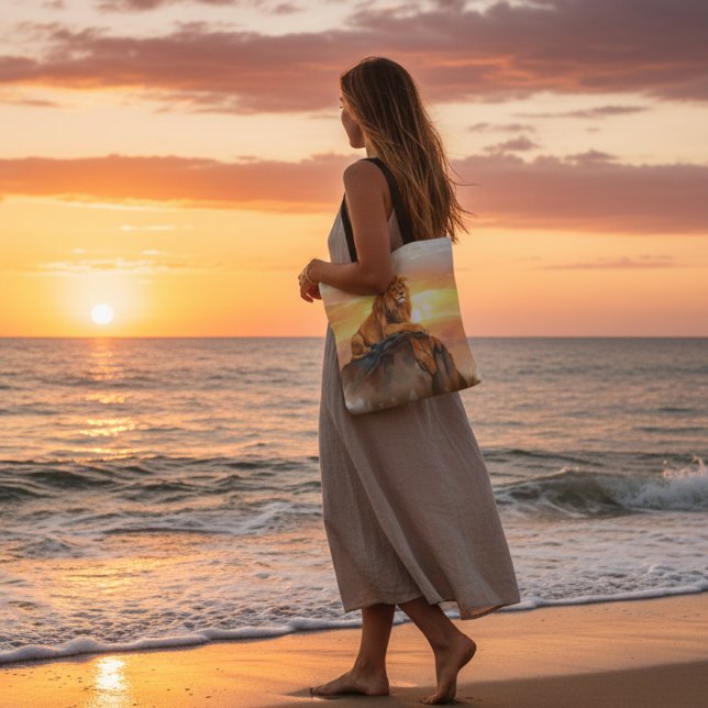 Majestic Lion Sunset - KIng of the Jungle Safari Tote Bag (Creator Uploaded)