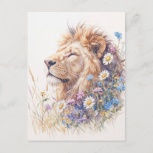 Majestic Lion Wildflower Botanical Postcard