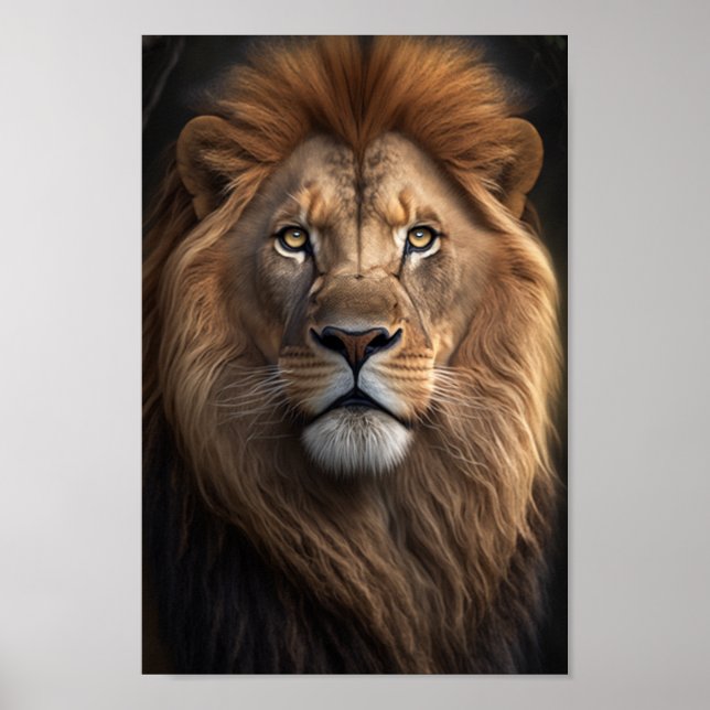 Majestic Lion with beautiful manes Poster (Front)