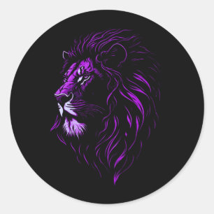 Majestic Lion's Face Classic Round Sticker