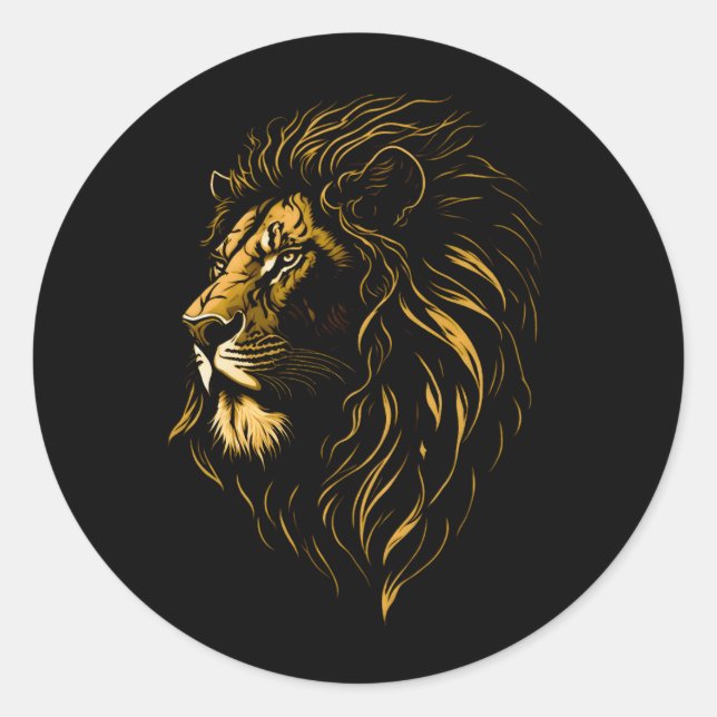 Majestic Lion's Face Classic Round Sticker (Front)