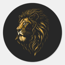 Majestic Lion's Face Classic Round Sticker