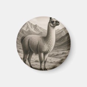 Majestic Llama in Andean Mountains Magnet