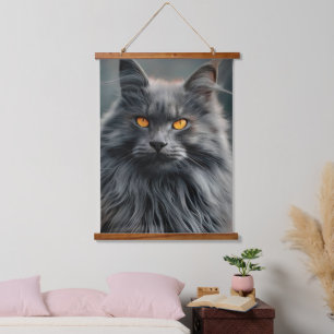 Majestic Long-Haired Cat Portrait Design Hanging Tapestry