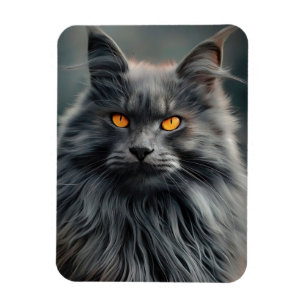 Majestic Long-Haired Cat Portrait Design Magnet