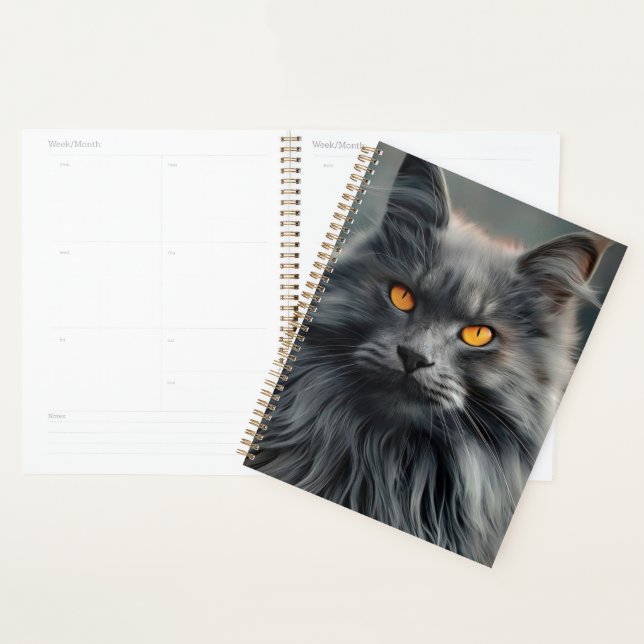 Majestic Long-Haired Cat Portrait Design Planner (Display)