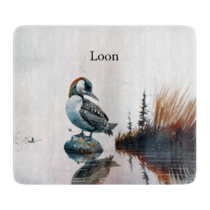 Majestic Loon on a Rock, custom Cutting Board