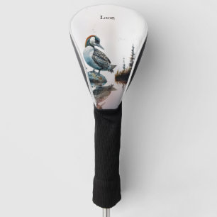 Majestic Loon on a Rock Customizable Watercolor Golf Head Cover