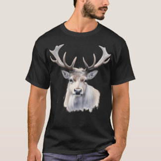 Majestic Magnificent Reindeer Realistic Reindeer W T-Shirt