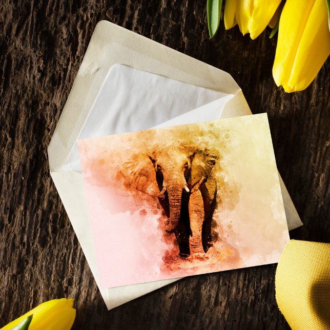 Majestic Male African Elephant Walking Watercolor Postcard (Creator Uploaded)