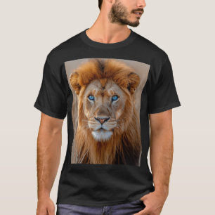 Majestic Male Lion with Glowing Blue Eyes T-Shirt