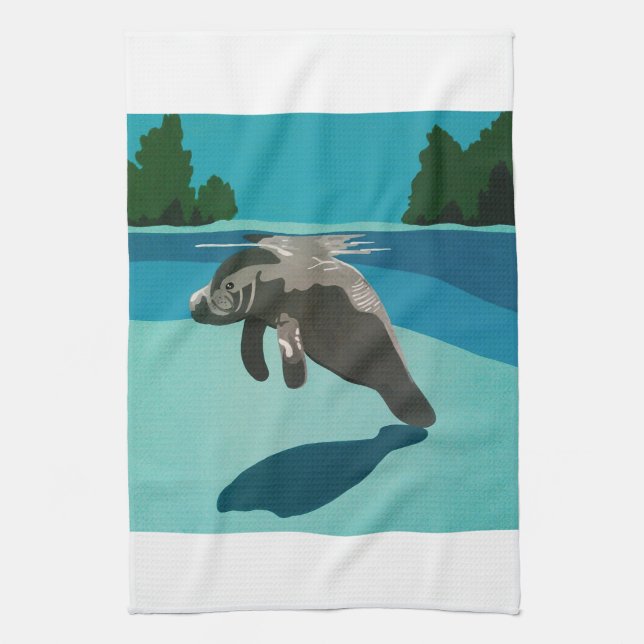 Majestic Manatee Tea Towel (Vertical)